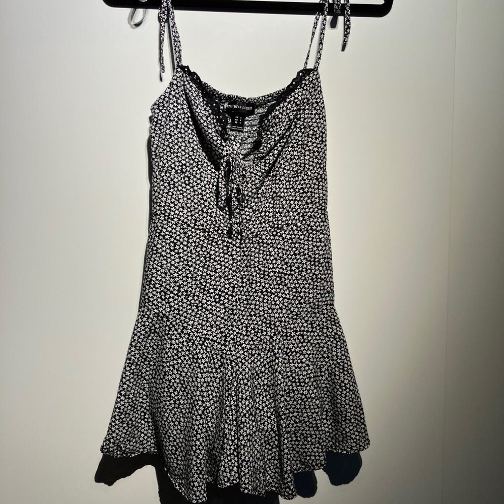 Black with White Flowers Romper - Streetwear Society